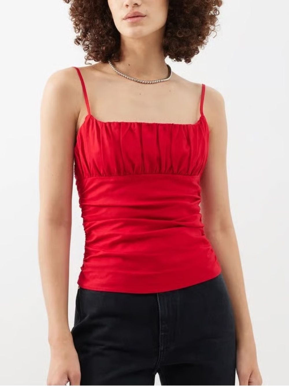 Reformation Tiana Red Ruched Tank Top